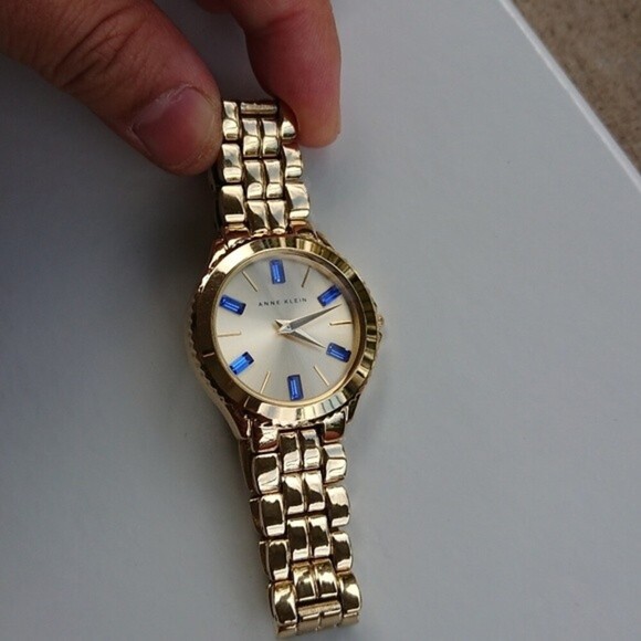 Anne Klein Gold-Tone with Crystal blue dial Watch - Picture 2 of 9